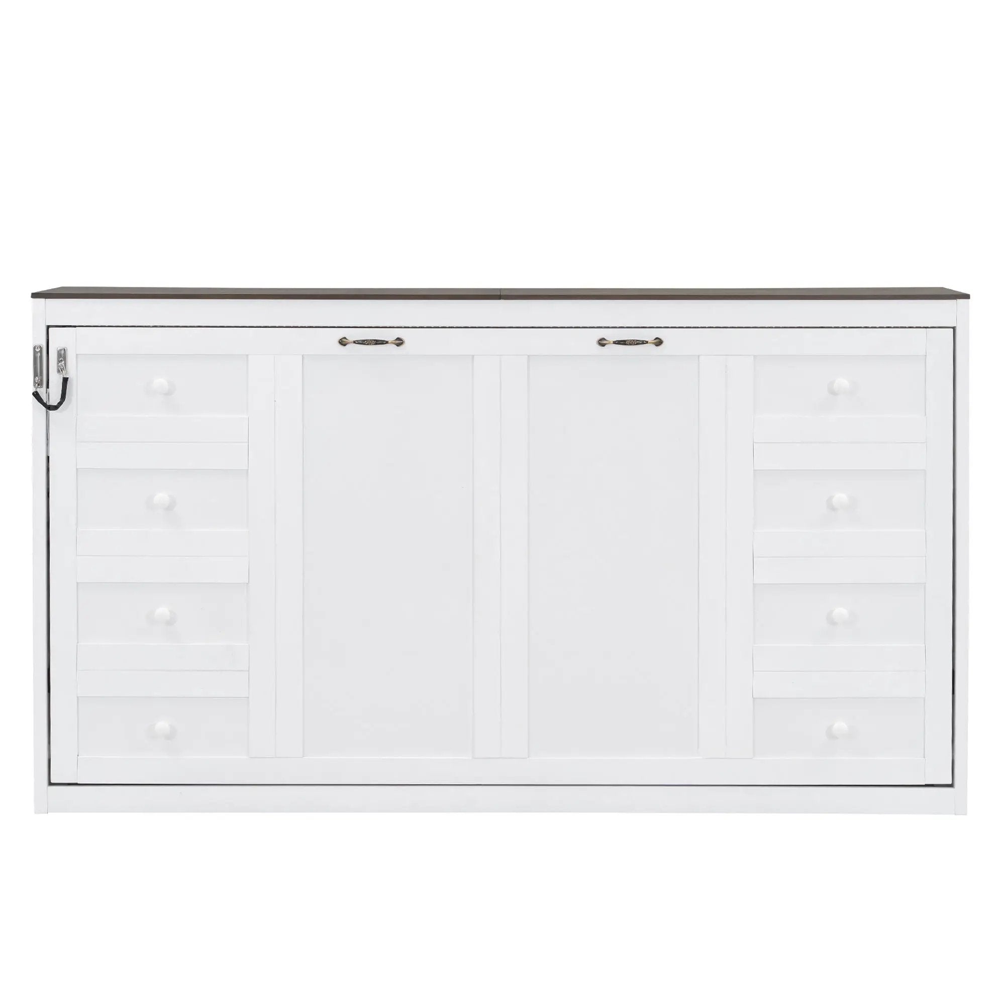 Murphy Bed With LED Light, Foldable Wall Bed Cabinet by Unique Piece Furniture
