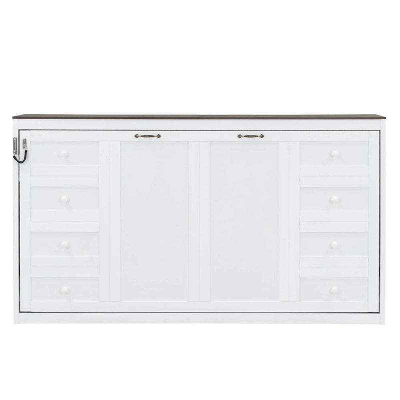 Murphy Bed With LED Light, Foldable Wall Bed Cabinet by Unique Piece Furniture