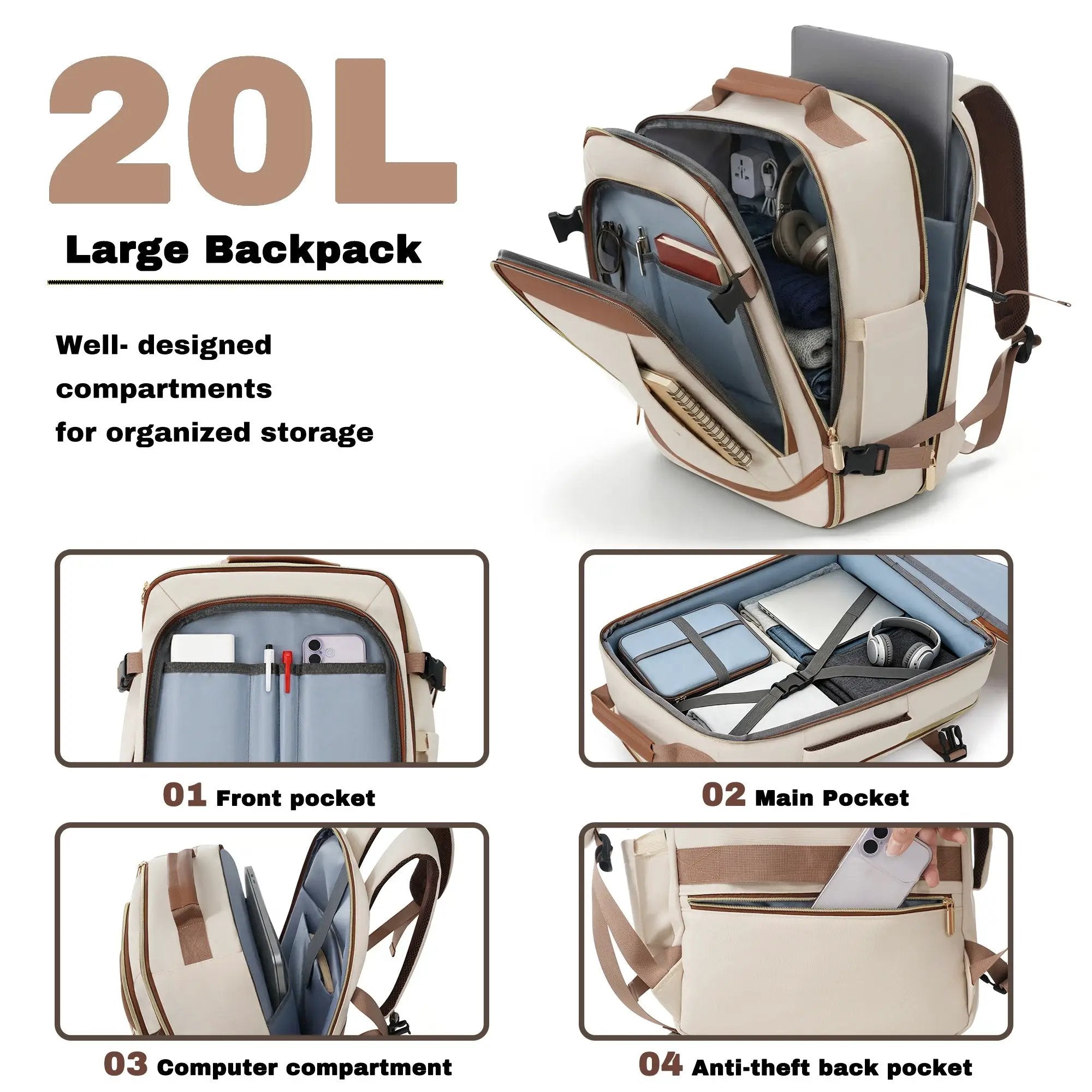 3-Piece Luggage Set - 20in Checked Suitcase with TSA Lock by HouseOfZazla