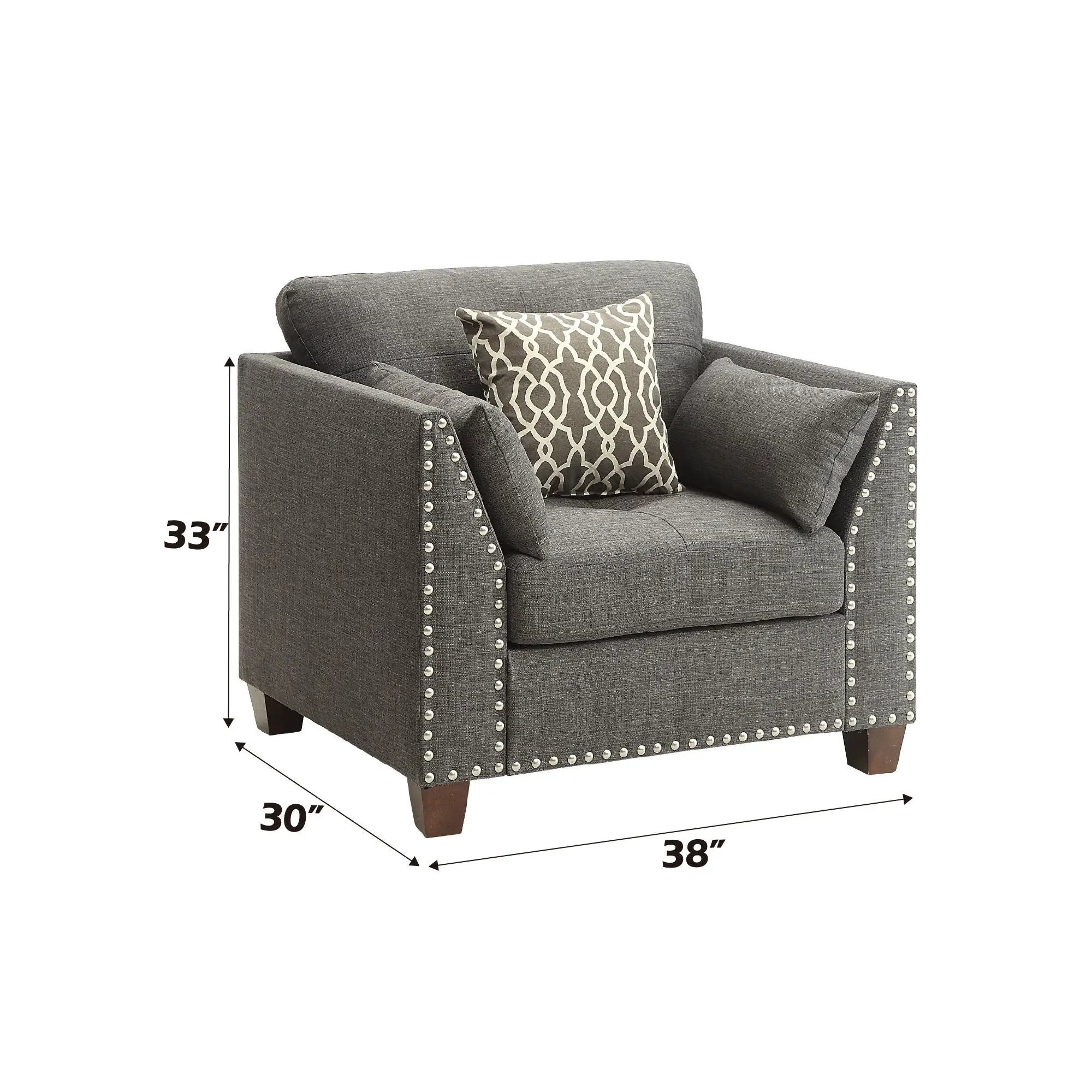 Laurissa - Chair With 3 Pillows - Light Charcoal by Unique Piece Furniture