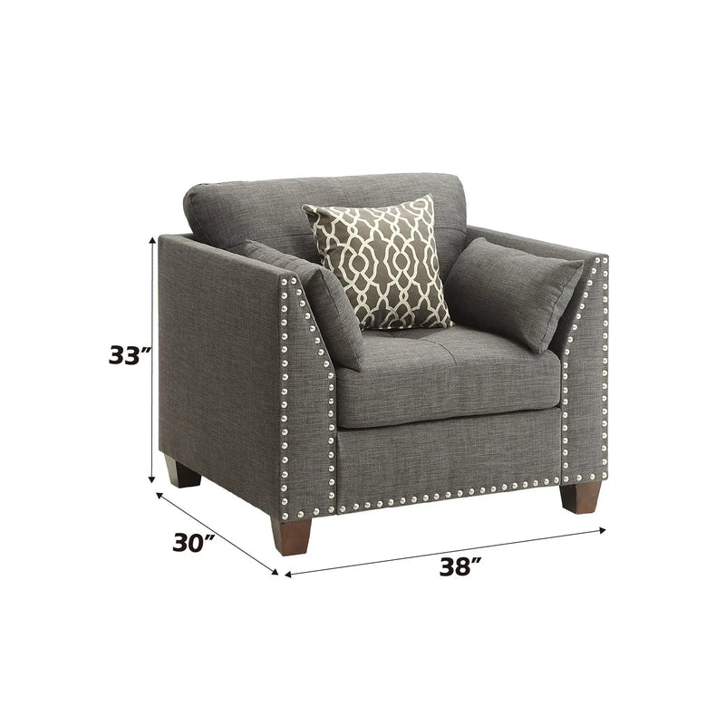 Laurissa - Chair With 3 Pillows - Light Charcoal by Unique Piece Furniture
