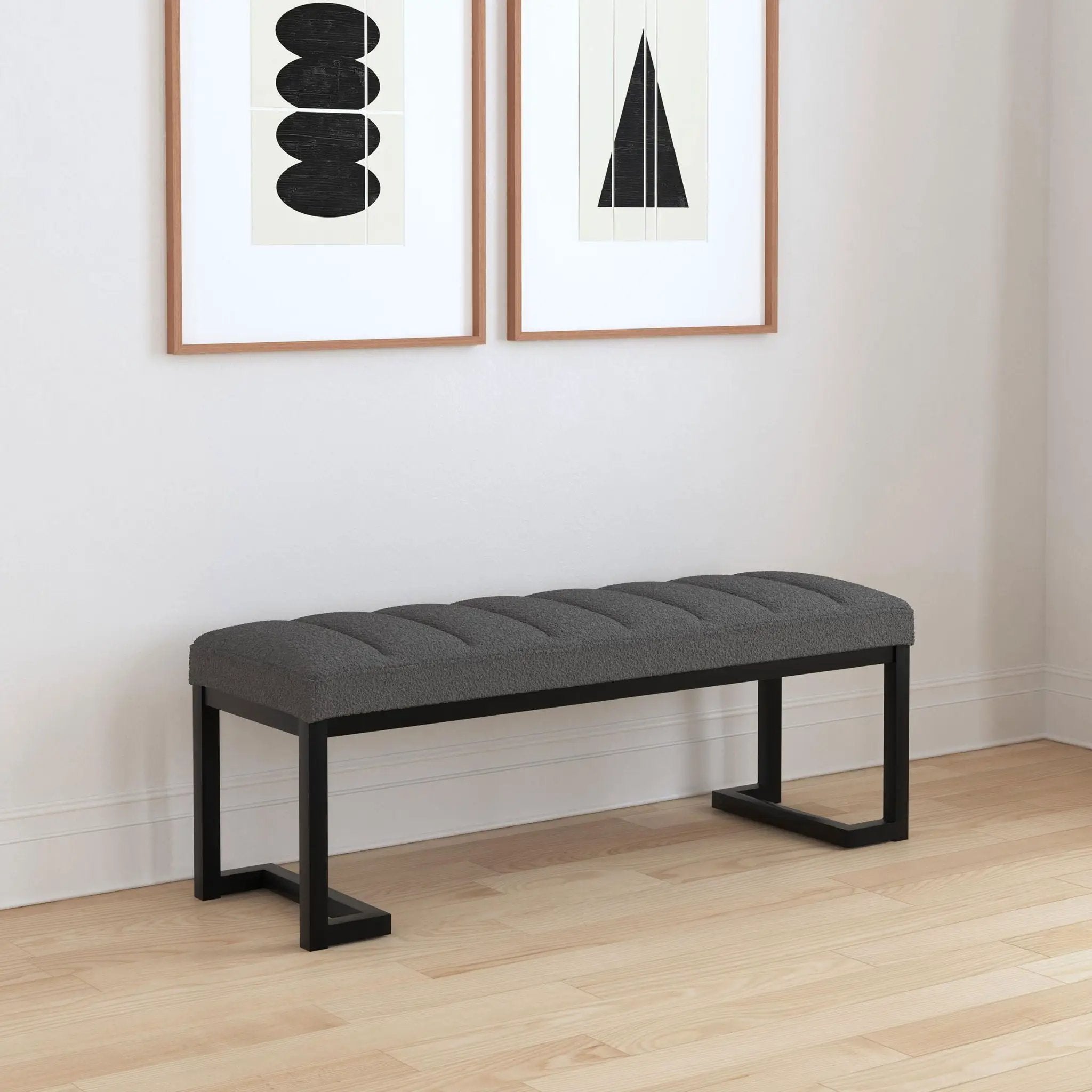 Mesa Boucle Upholstered Tufted Accent Bench Charcoal by Unique Piece Furniture