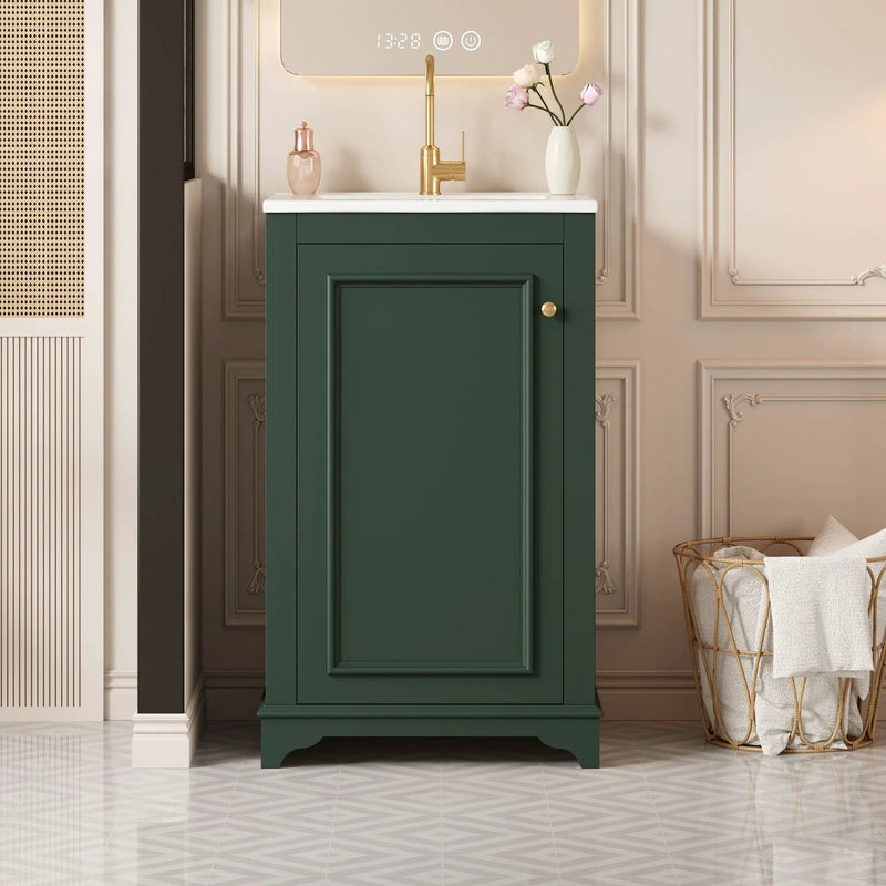 Bathroom Vanity With Sink, Freestanding Single Cabinet Set, Soft Close Door, Adjustable Shelf by Unique Piece Furniture