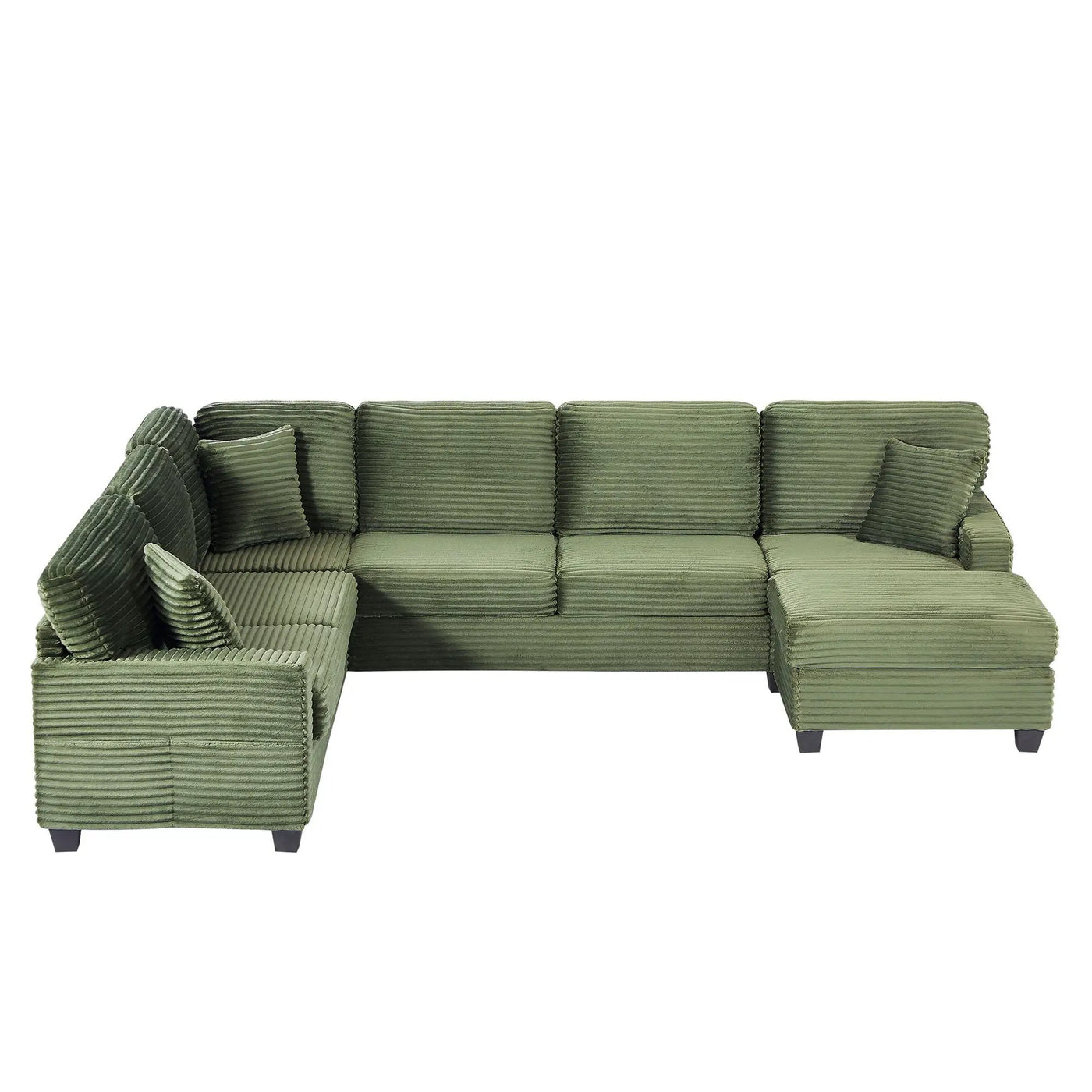 Upholstered U-Shaped Sectional Sofa With Movable Ottoman And Side Storage Pockets by Unique Piece Furniture