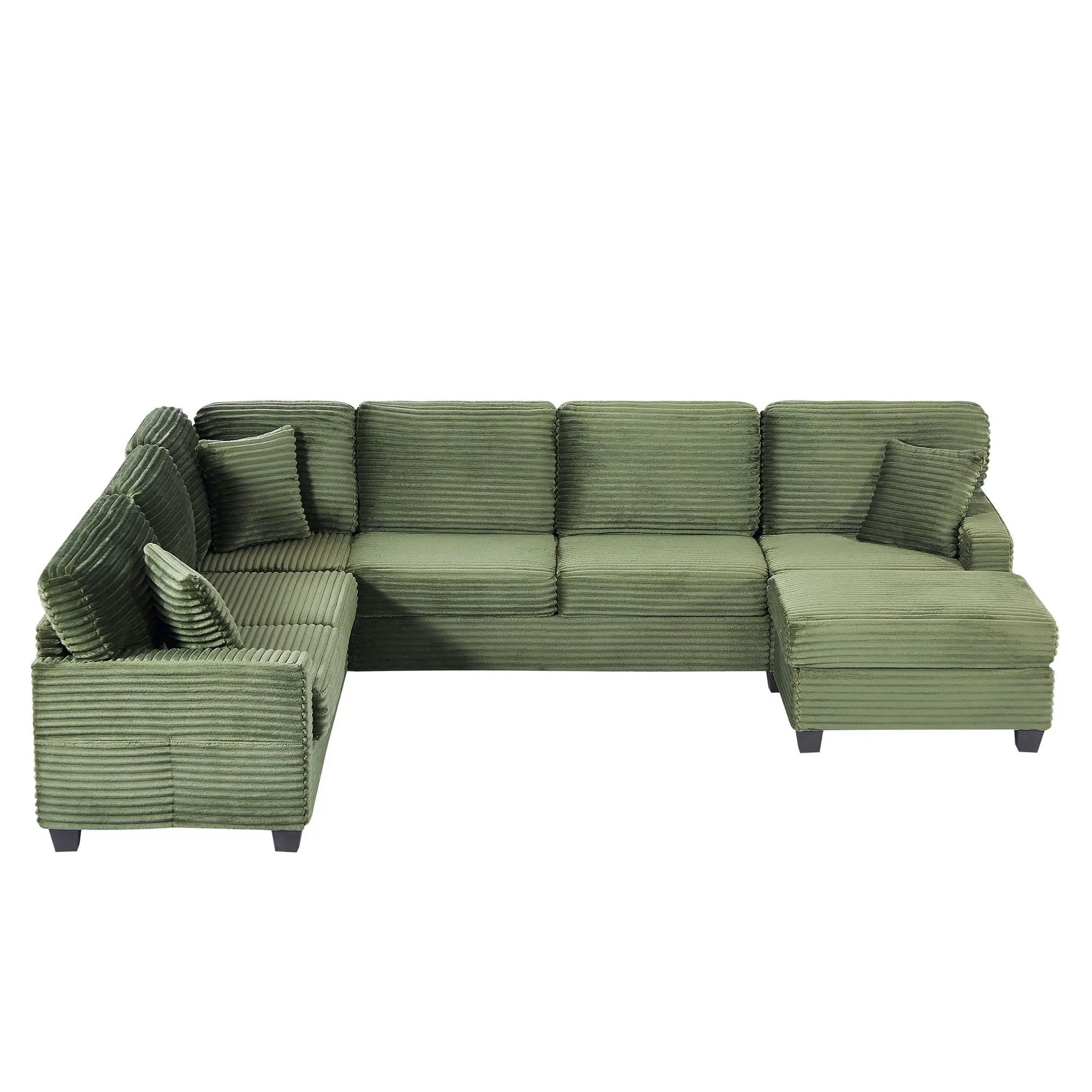 Upholstered U-Shaped Sectional Sofa With Movable Ottoman And Side Storage Pockets by Unique Piece Furniture