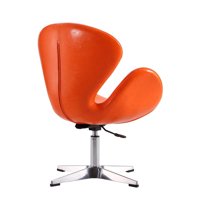 Upholstered Swivel Lounge Chair With Chrome Base And Adjustable Height - Orange by HouseOfZazla