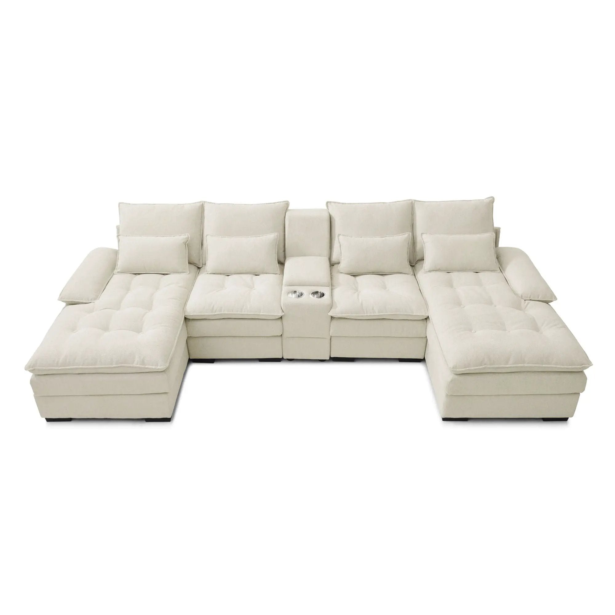 Contemporary U Shaped Sofa With Console And Cupholders by HouseOfZazla