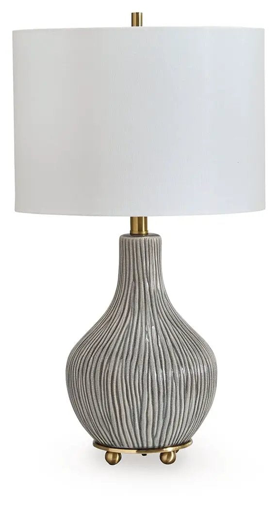 Judlen - Ceramic Table Lamp - Gray / Gold Finish by Unique Piece Furniture