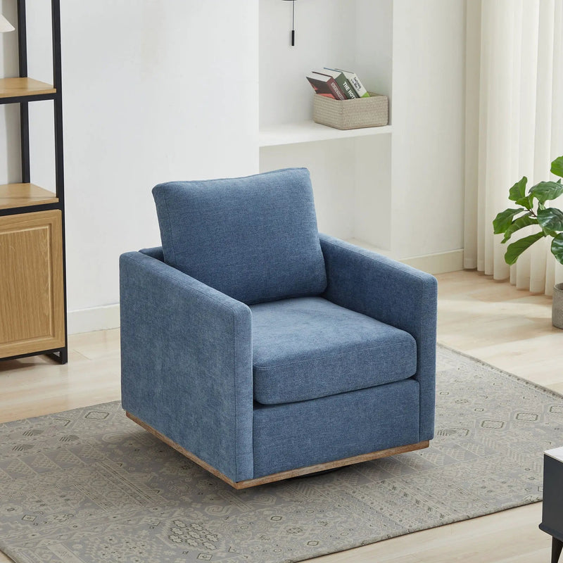 Modern Square Upholstered Swivel Accent Chair with Metal Base by HouseOfZazla
