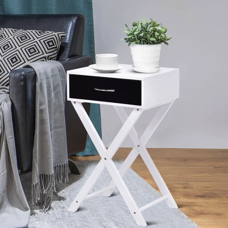 Modern X-Shape Accent Side End Table-Black by DirectDeals