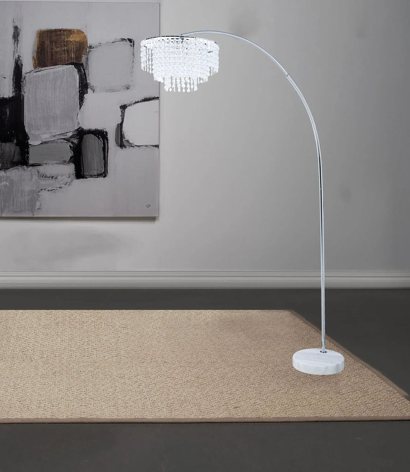 Shirley 86-inch Hanging Crystal Arc Metal Floor Lamp Chrome by Unique Piece Furniture
