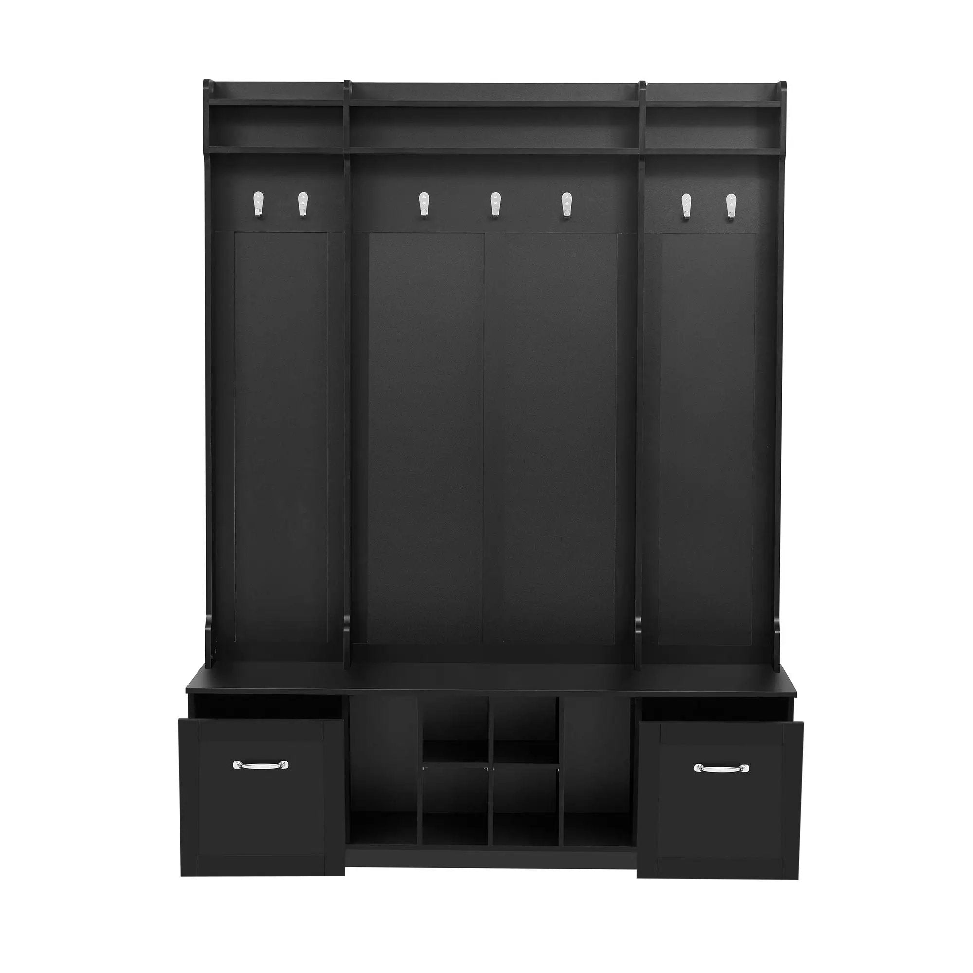 5 In 1 Entryway Bench With Coat Rack, 7 Sturdy Hooks, 2 Spacious Drawers And Adjustable Shelves by HouseOfZazla