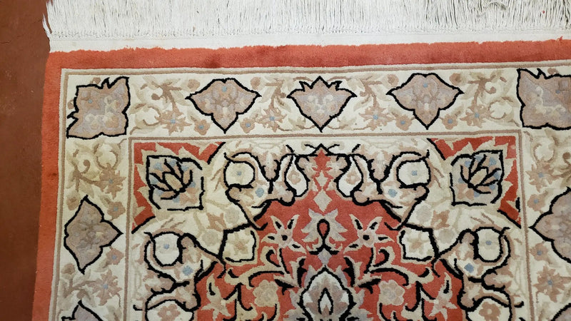 3x5 Red Chinese Plush Rug, Hand Knotted Soft Wool Carpet, Medallion Rug, Fine Vintage Rug, 120 Line, Small Area Rug by Jewel Rugs
