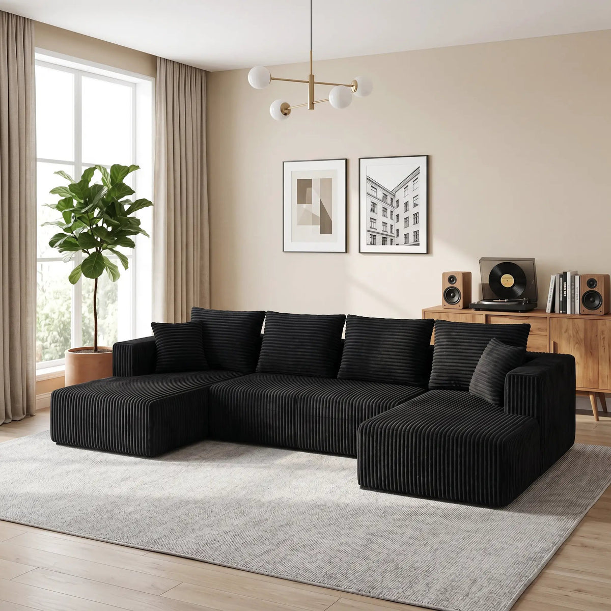 132.1 Inch Modular Sectional Sofa with Double Chaise by HouseOfZazla