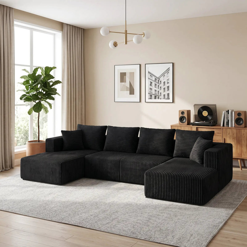 132.1 Inch Modular Sectional Sofa with Double Chaise by HouseOfZazla