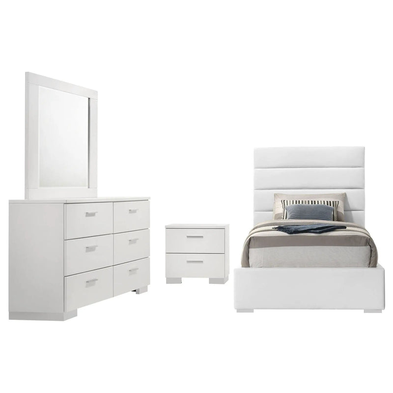 Felicity 4-piece Twin Bedroom Set White High Gloss by Unique Piece Furniture