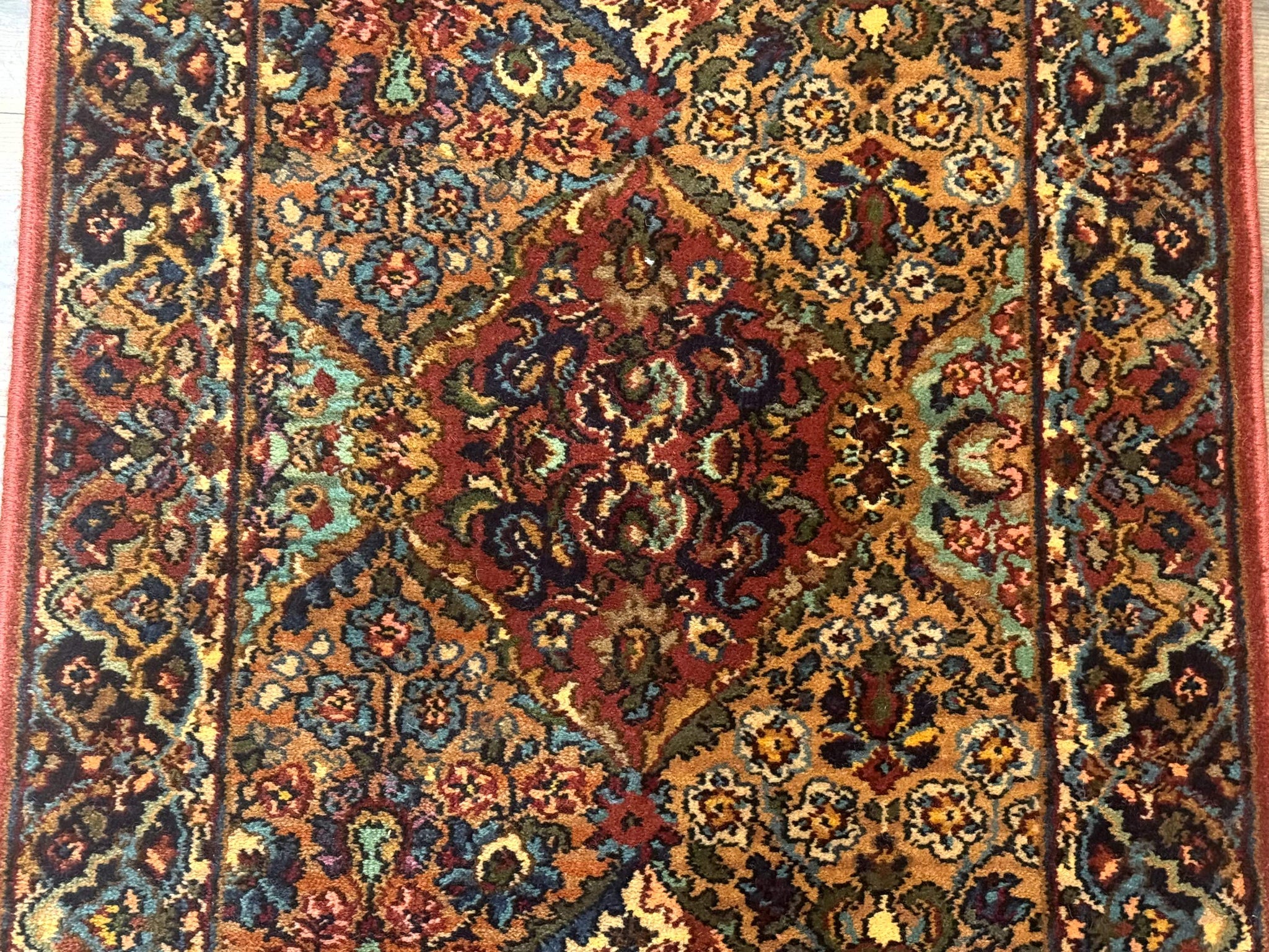 Karastan Rug 2.6 x 4 Multicolor Panel Kirman #717, Original 700 Series, Wool Pile Discontinued by Jewel Rugs
