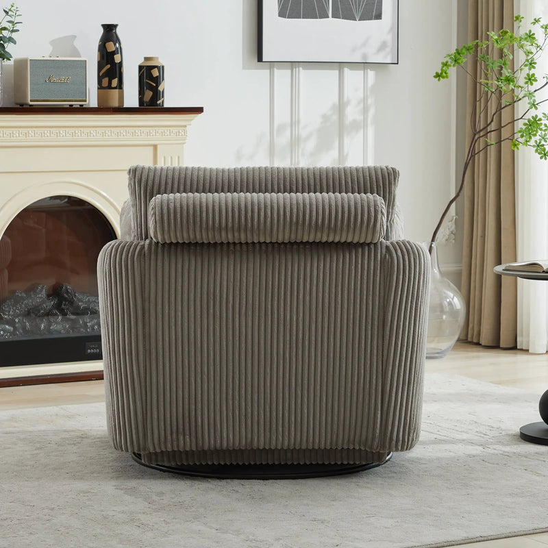 40.55"W Swivel Accent Chair with 2 Throw Pillows by HouseOfZazla