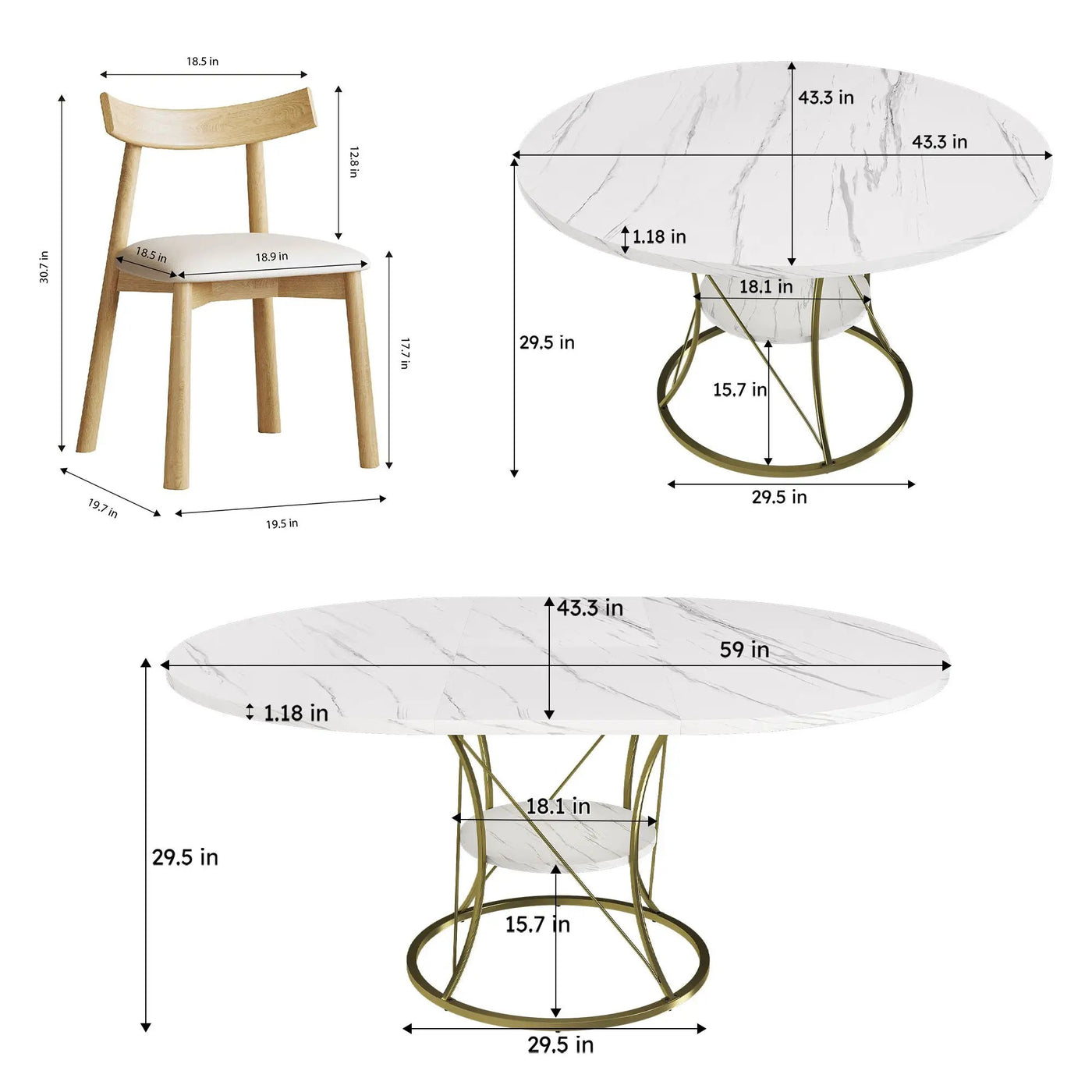 Round Extendable Dining Table Set With Chairs by Unique Piece Furniture