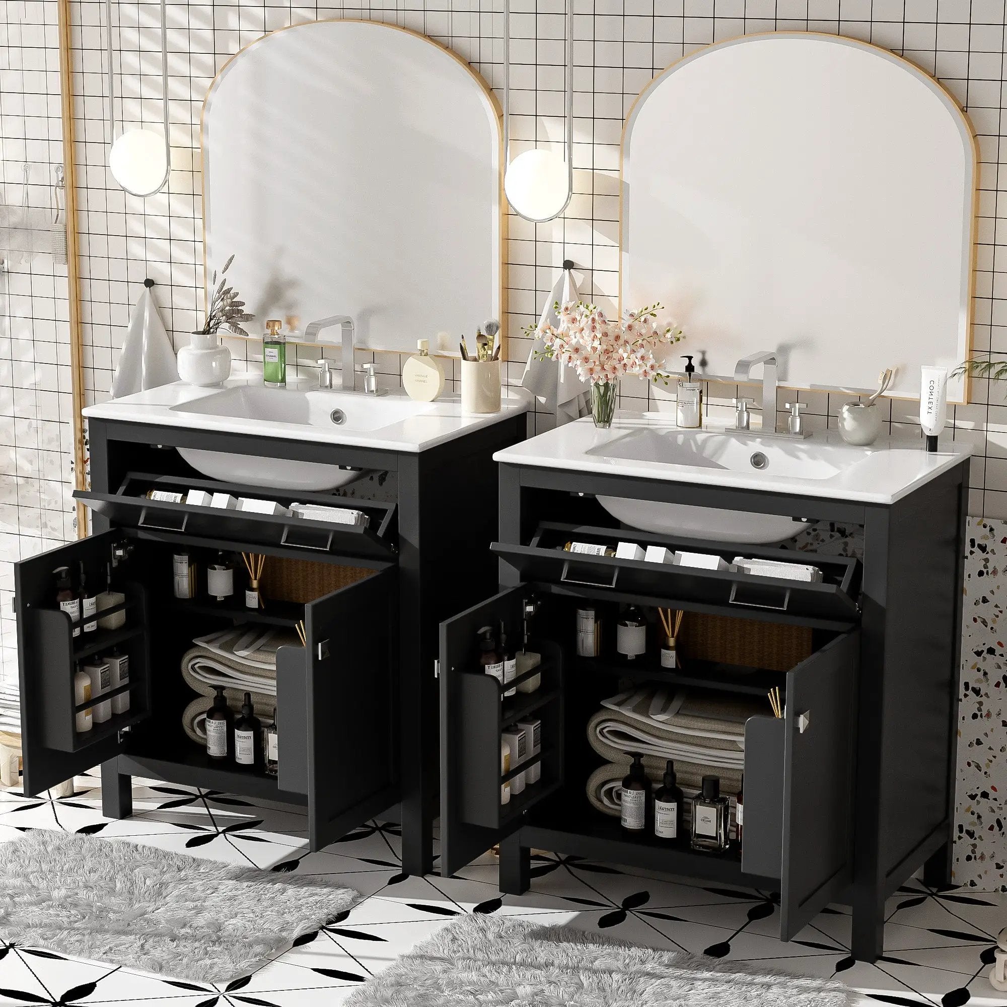 60" Modern Black Bathroom Vanity Set by HouseOfZazla