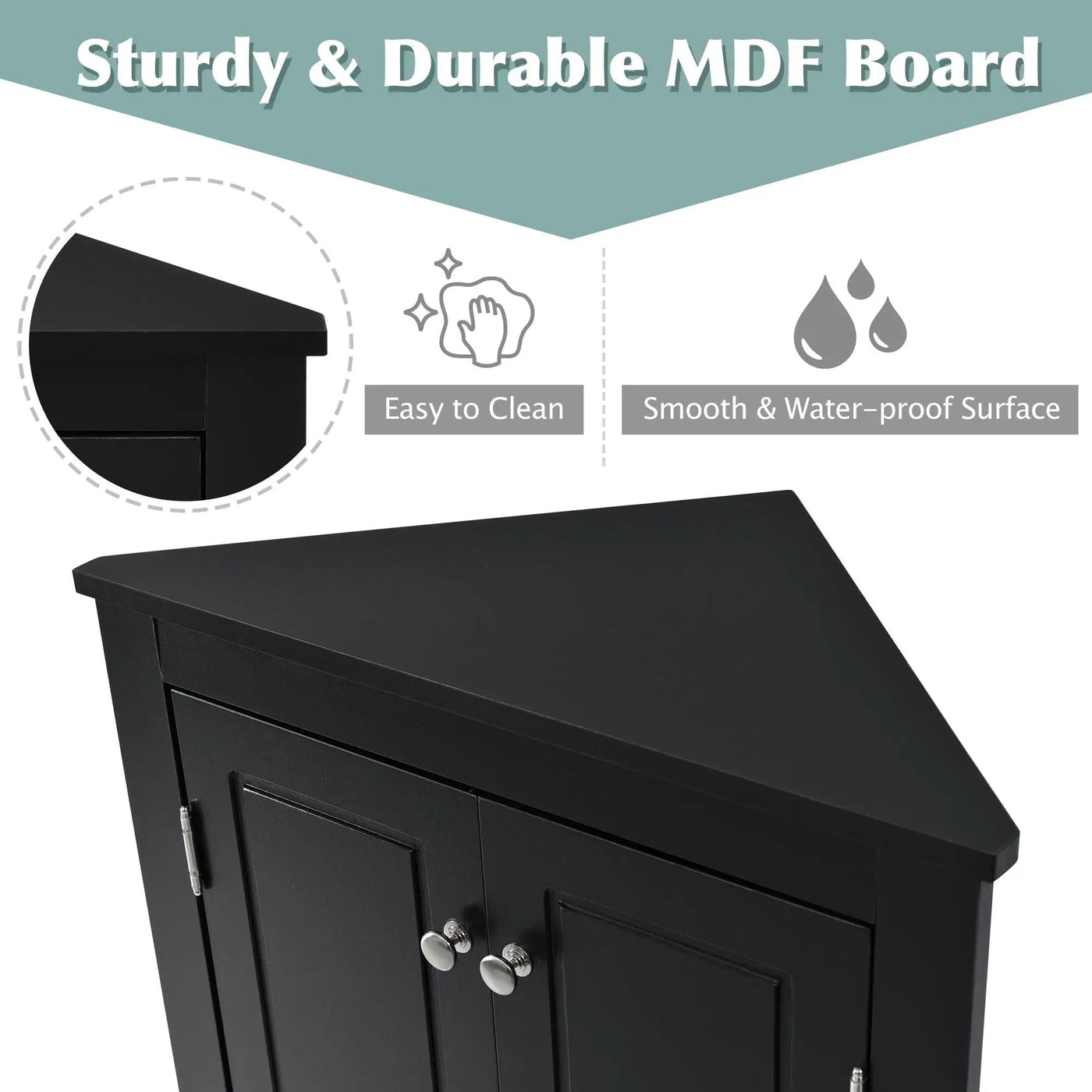 Triangle Bathroom Storage Cabinet With Adjustable Shelves, Freestanding Floor Cabinet For Home Kitchen by Unique Piece Furniture