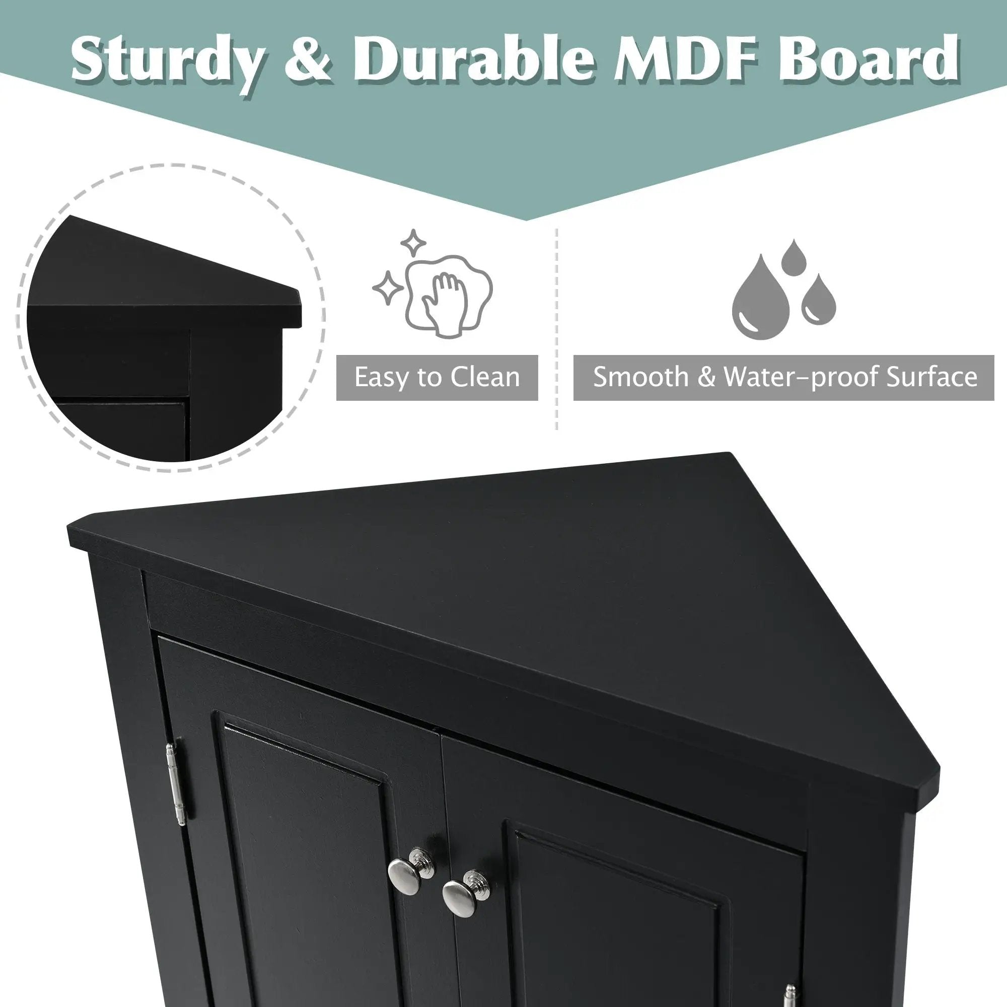 Triangle Bathroom Storage Cabinet With Adjustable Shelves, Freestanding Floor Cabinet For Home Kitchen by Unique Piece Furniture