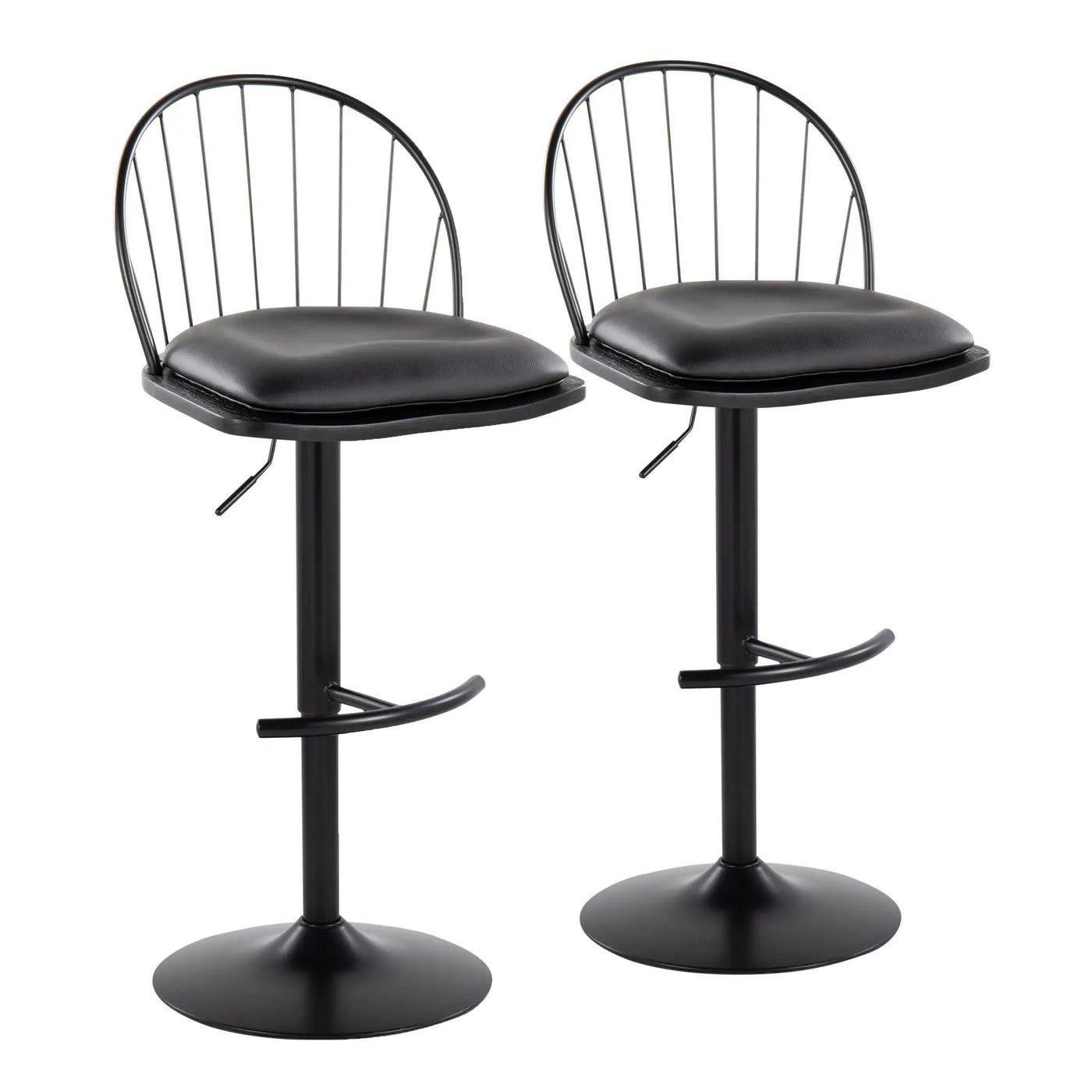 Riley - Farmhouse Adjustable Height Barstool With Swivel With Rounded T Footrest (Set of 2) by HouseOfZazla