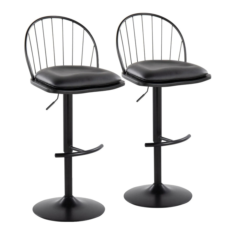 Riley - Farmhouse Adjustable Height Barstool With Swivel With Rounded T Footrest (Set of 2) by Unique Piece Furniture