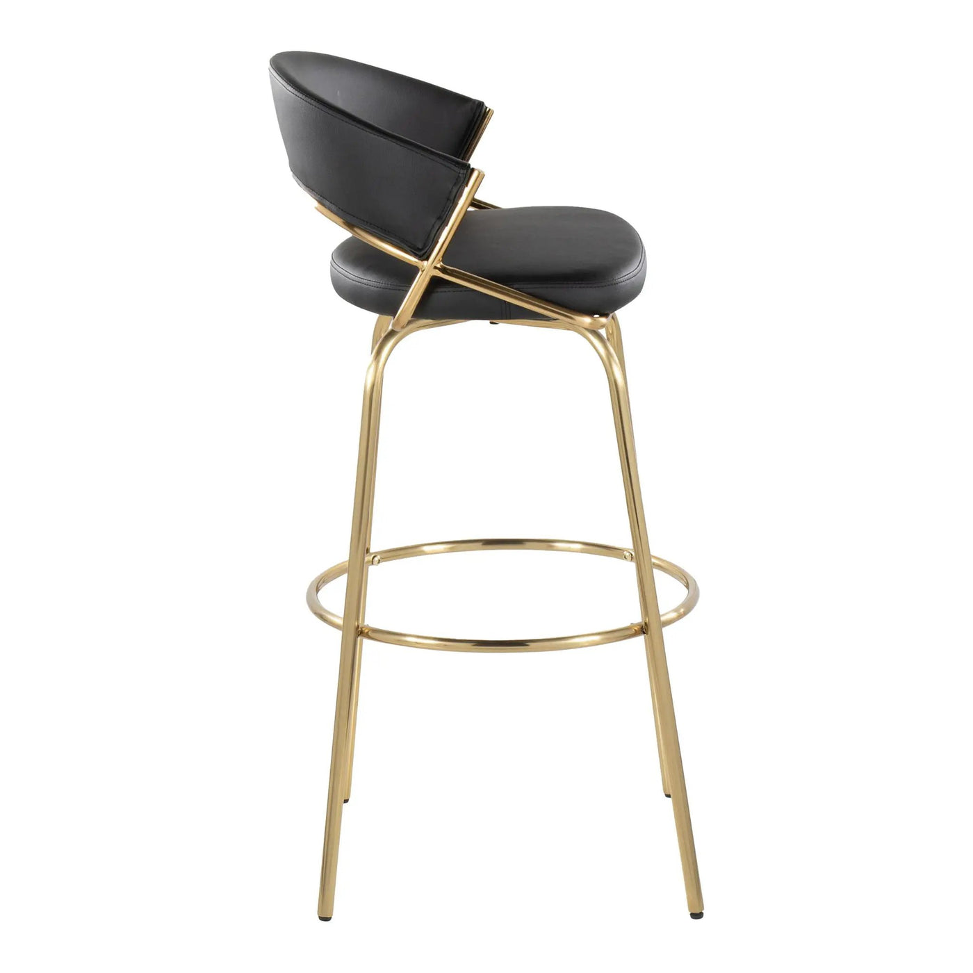 Jie - Fixed Height Contemporary Barstool With Swivel With Round Footrest (Set of 2) by HouseOfZazla