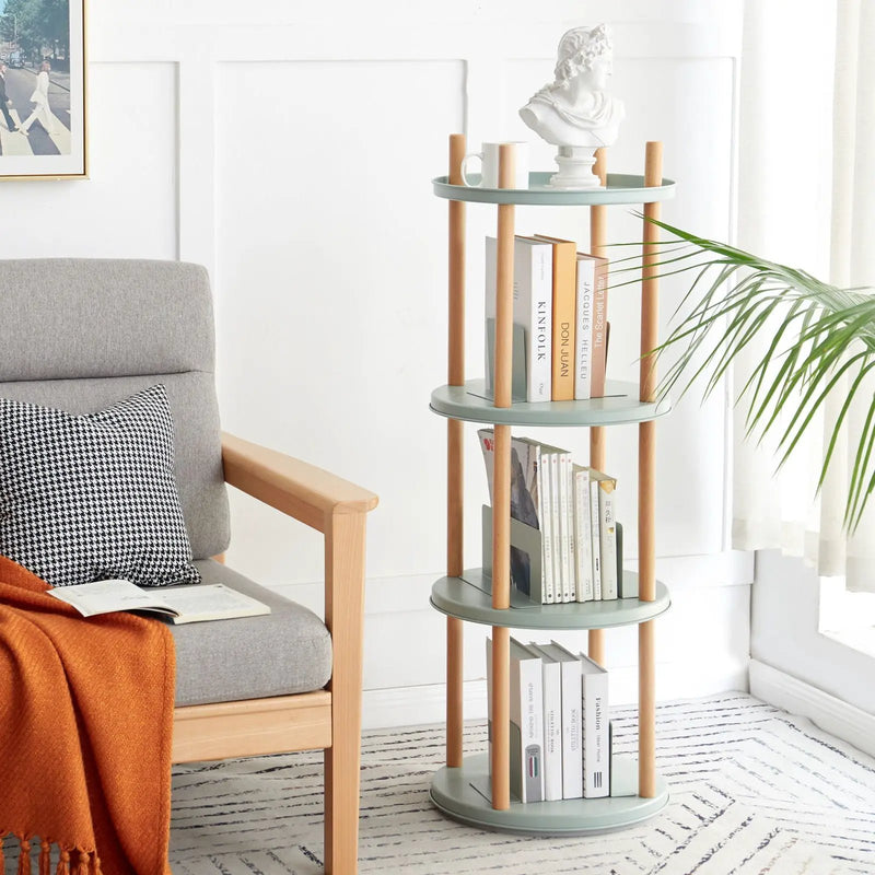 Storage Shelf, 360° Rotating Bookshelf, Bookcase With Large-Capacity Storage Space, Multifunctional Storage Rack, Compact Design For Living Room by HouseOfZazla