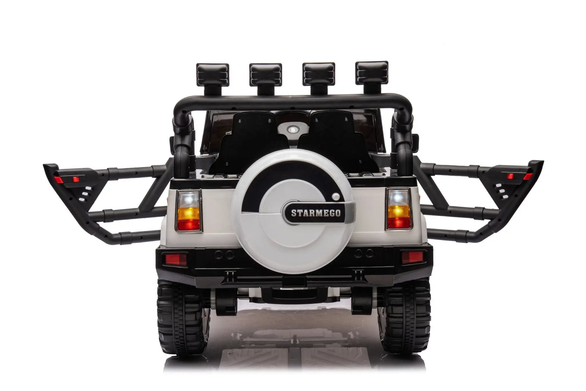 12V7A 30W*2 Four-Wheel Drive Seat One Button Start, Forward And Backward, High And Low Speed, Music, Front Light, Power Display, Two Doors Can Open, 2.4G R / C, Seat Belt Four Wheel Absorber by HouseOfZazla