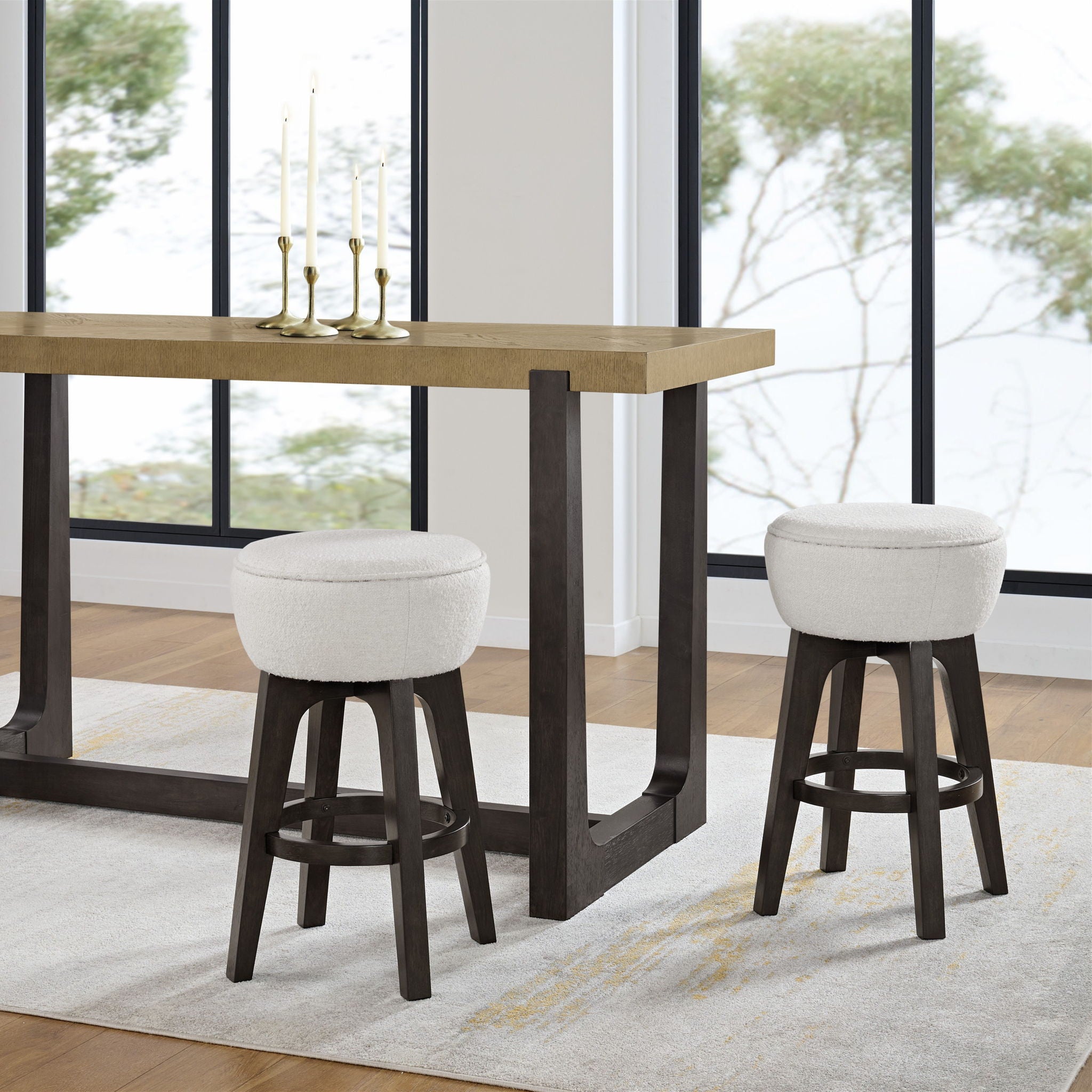 Backless Bar Stools With Soft Cushion (Set of 2) - Brown by HouseOfZazla