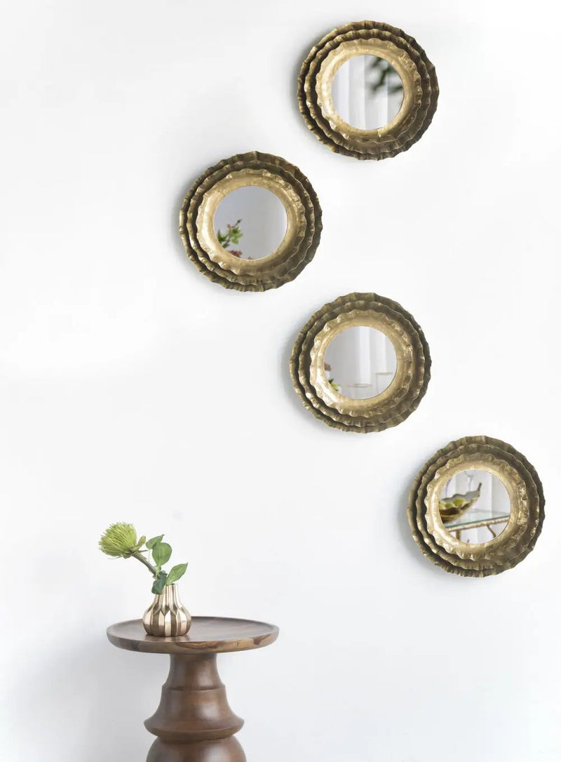 Round Wall Mirror With Metal Frame, Accent Mirror For Living Room - Gold by Unique Piece Furniture