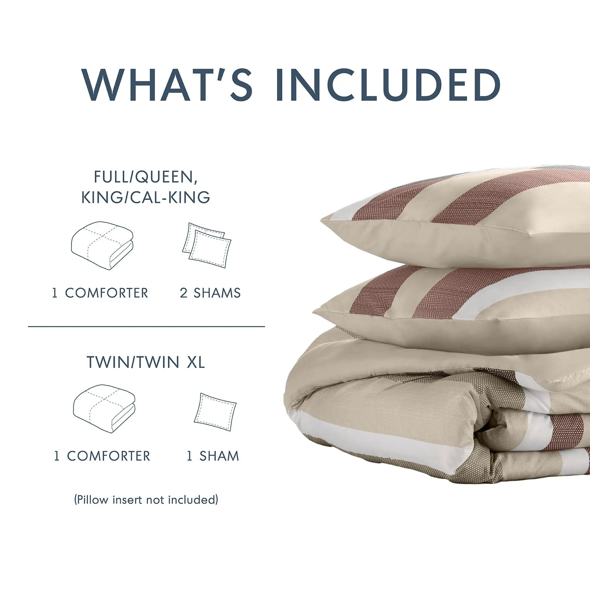3-Piece King/Cal King Stripe Textured Print Comforter Set - Terracotta by HouseOfZazla