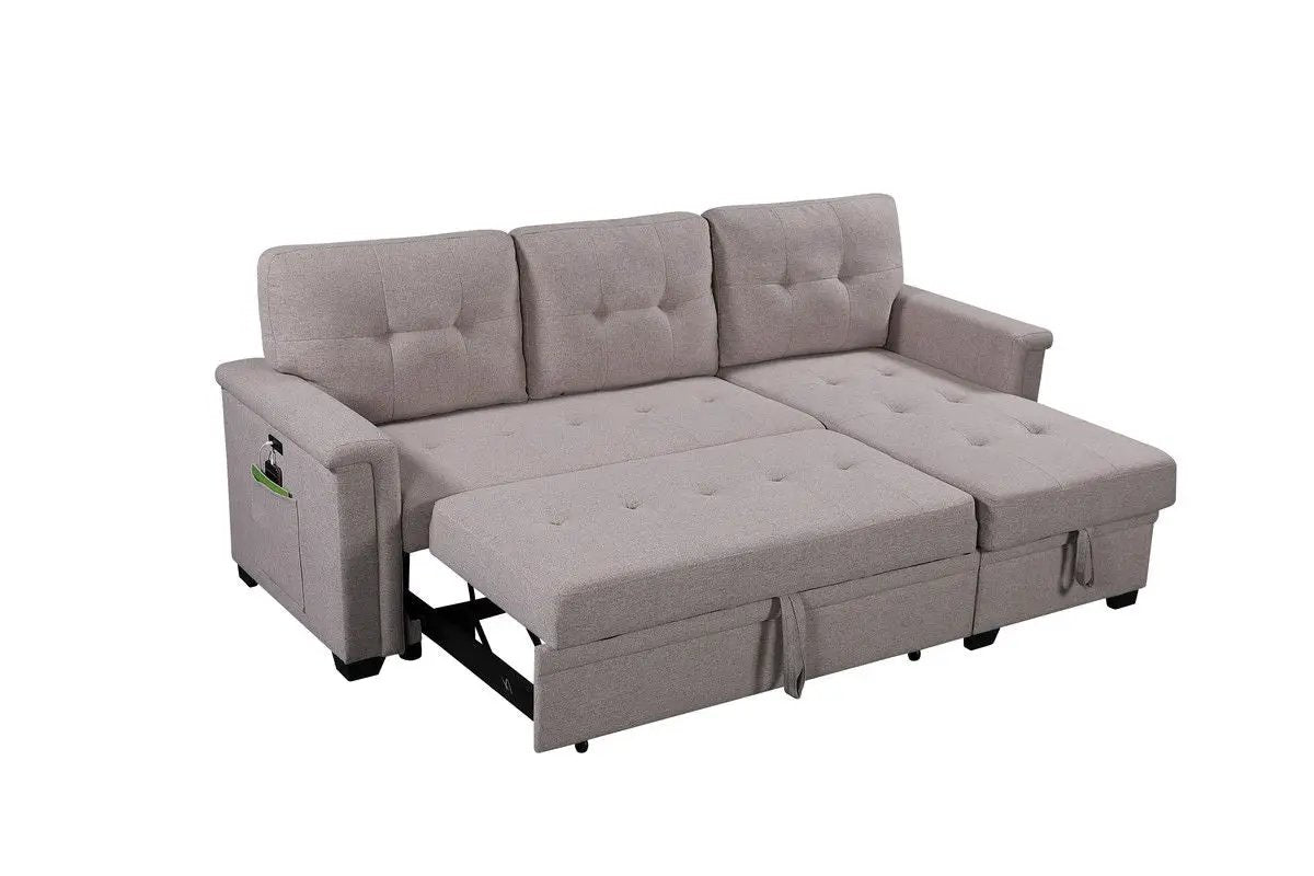 Nathan - Reversible Sleeper Sectional Sofa With Storage Chaise, USB Charging Ports And Pocket by Unique Piece Furniture