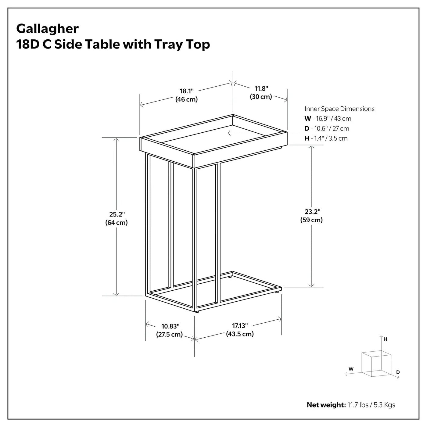 Gallagher - Handcrafted C Side Table by Unique Piece Furniture