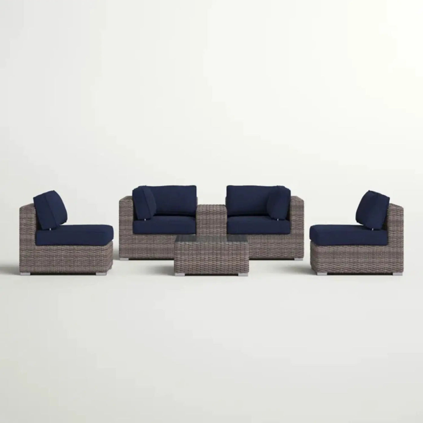 Wicker Seating Group Set With Table And Cushions by HouseOfZazla