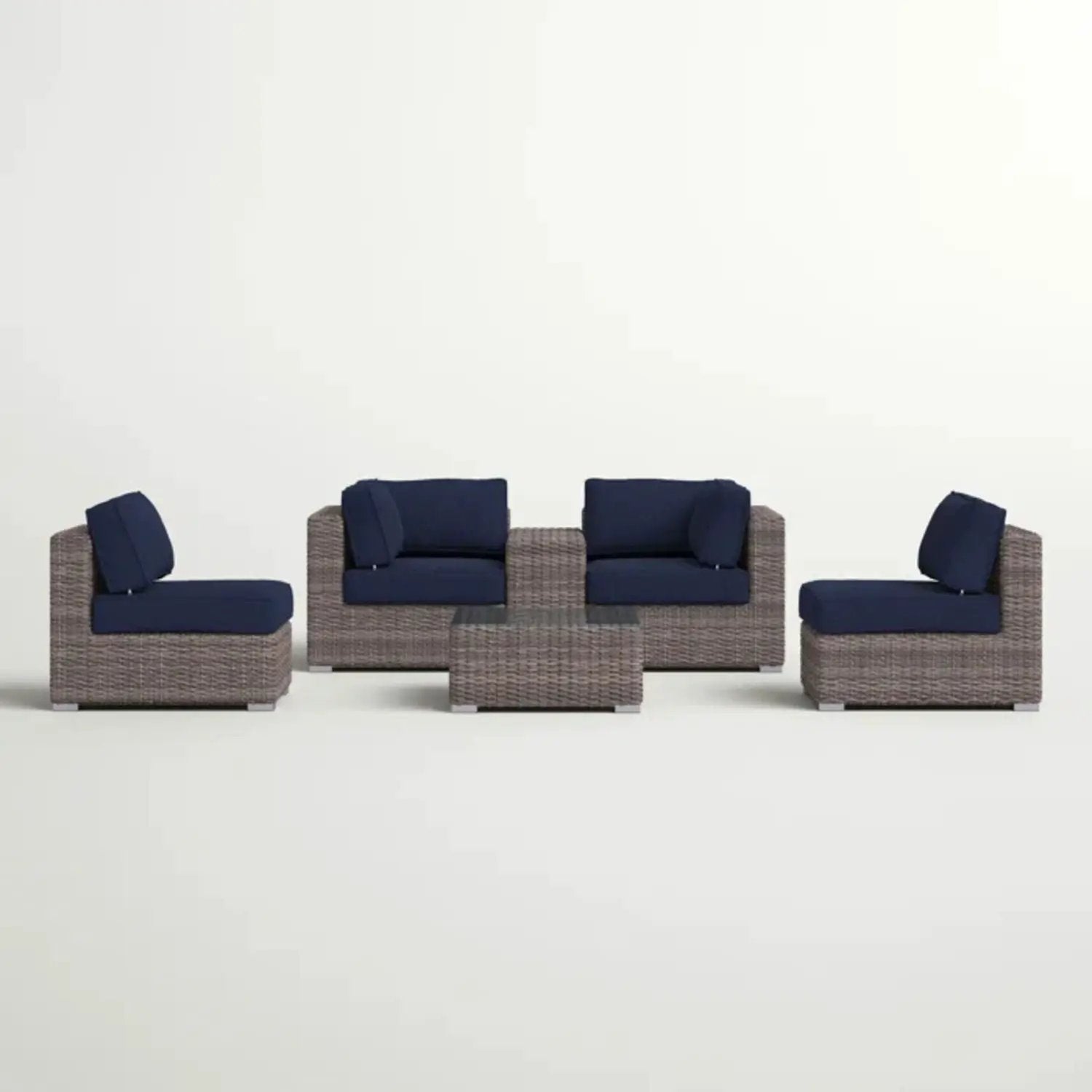 Wicker Seating Group Set With Table And Cushions by HouseOfZazla