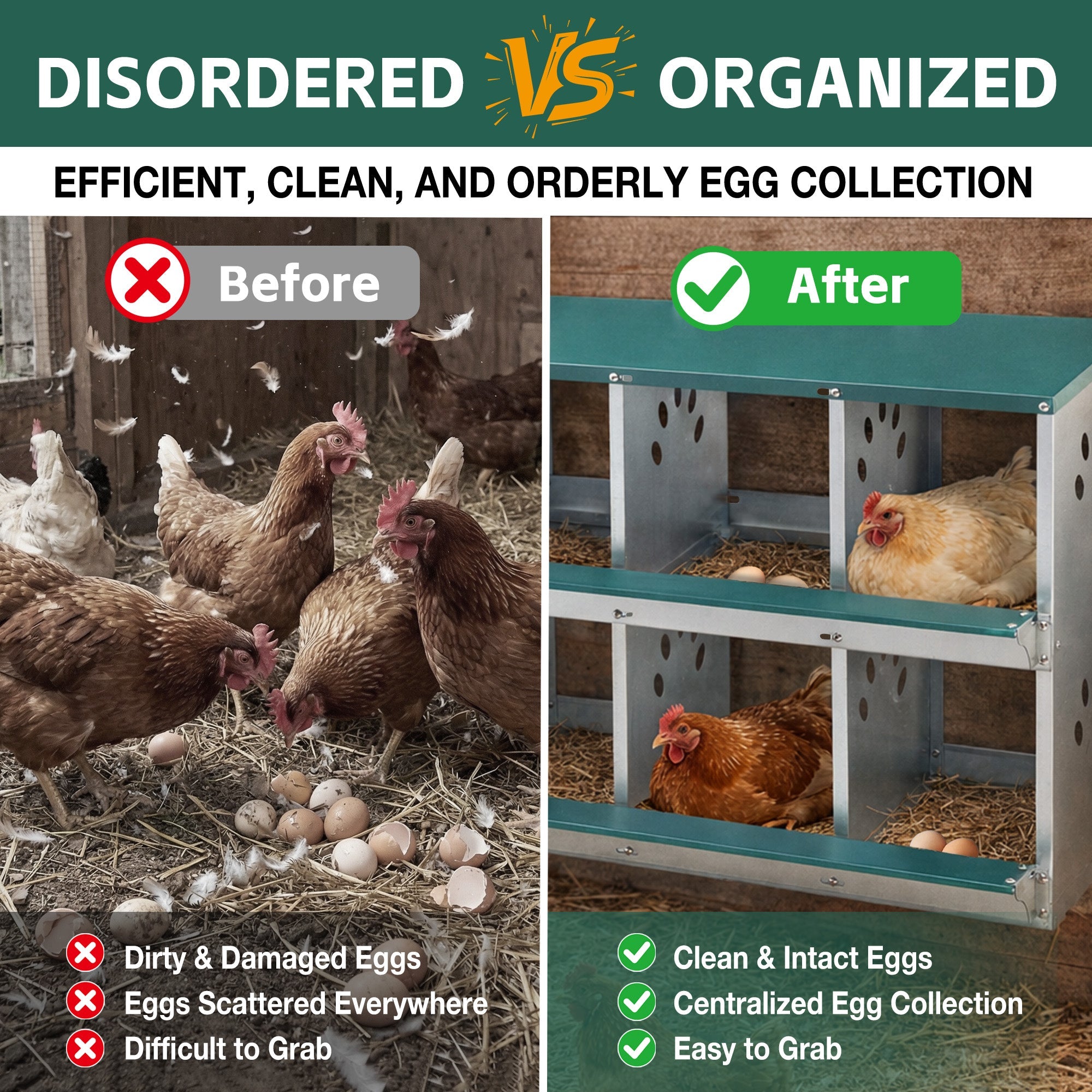 Chicken Nesting Box, 6 Room Metal Nesting Boxes for Chicken by HouseOfZazla