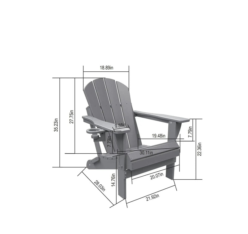 Folding Adirondack Chair with Side Table, 3-Piece Set by HouseOfZazla