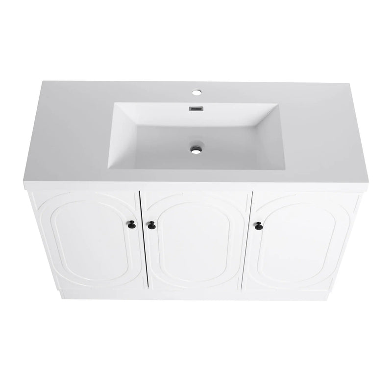 Contemporary Freestanding Bathroom Vanity With Resin Sink & Soft-Close Cabinet Doors by HouseOfZazla