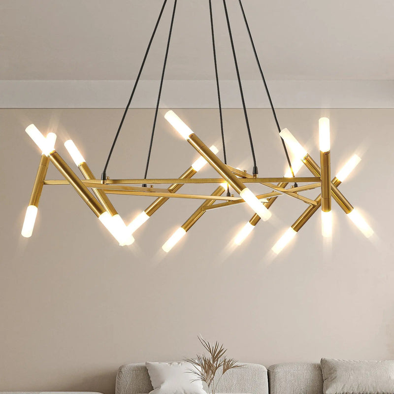 41' Golden Modern Chandelier Light Fixture with Branch Design by HouseOfZazla
