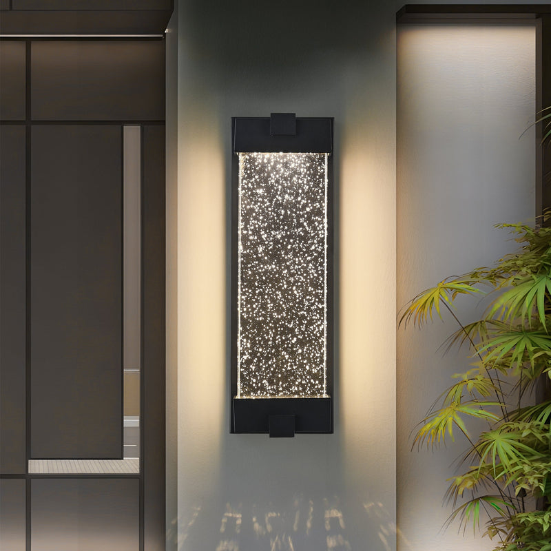 Black Aluminum Outdoor Wall Light with Bubble Crystal by HouseOfZazla