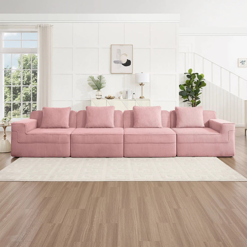 Modular 4 Seat Boneless Sofa, Cloud Sectional Couch by HouseOfZazla