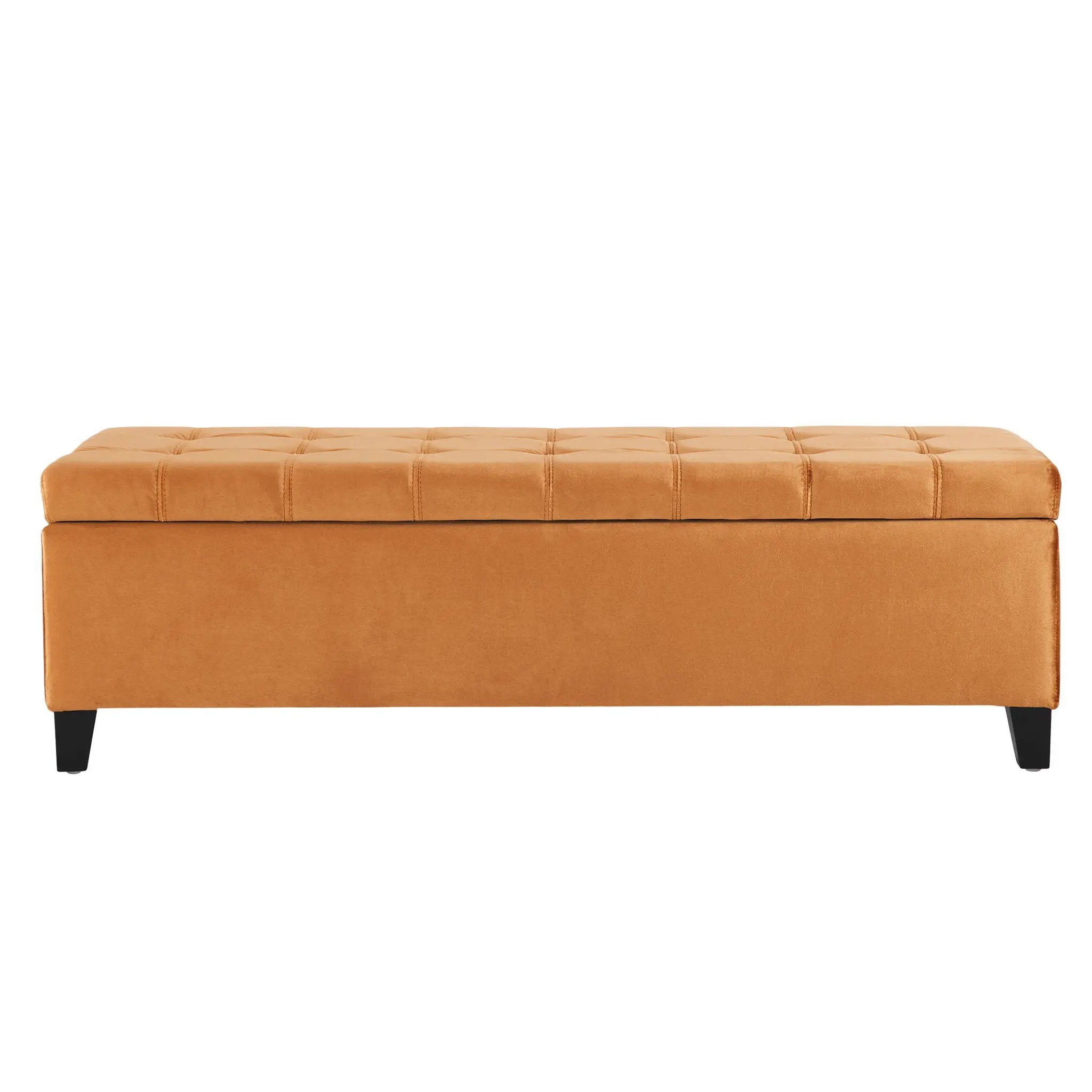 Wendover Elegant Tufted Storage Bench With Lift-Up Top And Birch Wood Legs by HouseOfZazla