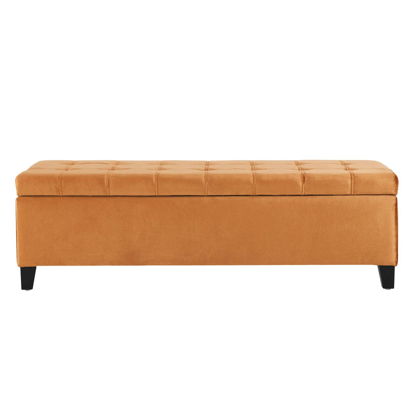 Wendover Elegant Tufted Storage Bench With Lift-Up Top And Birch Wood Legs by HouseOfZazla