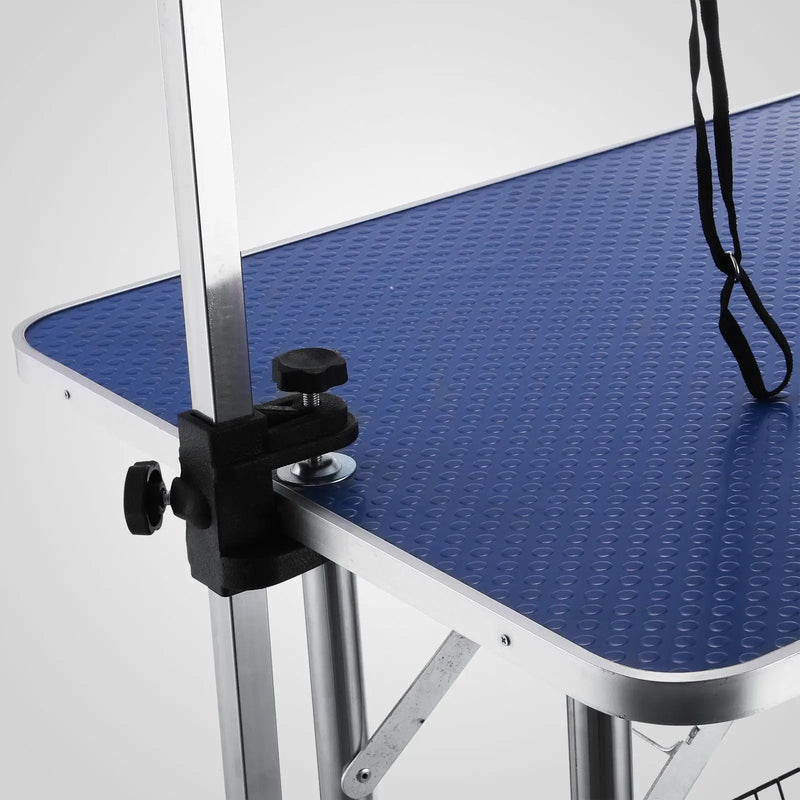 Large Size Grooming Table For Pet Dog And Cat With Adjustable Arm And Clamps Large Heavy Duty Animal Grooming Table - Blue by HouseOfZazla