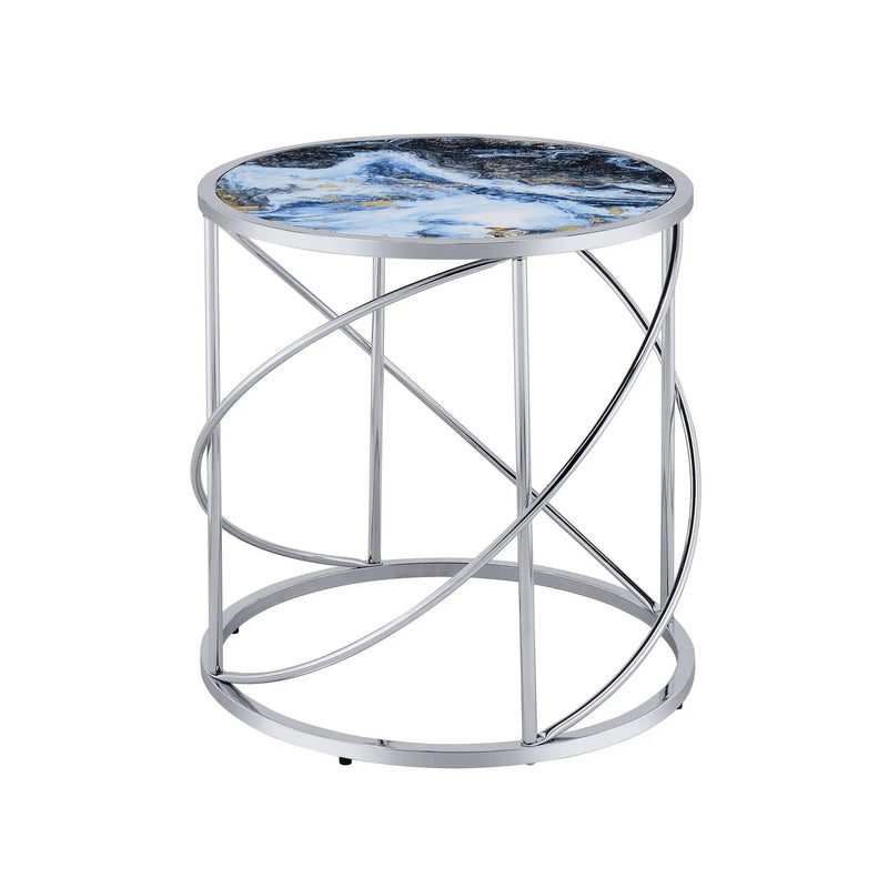 Lyda - Marble Print End Table - Blue by Unique Piece Furniture