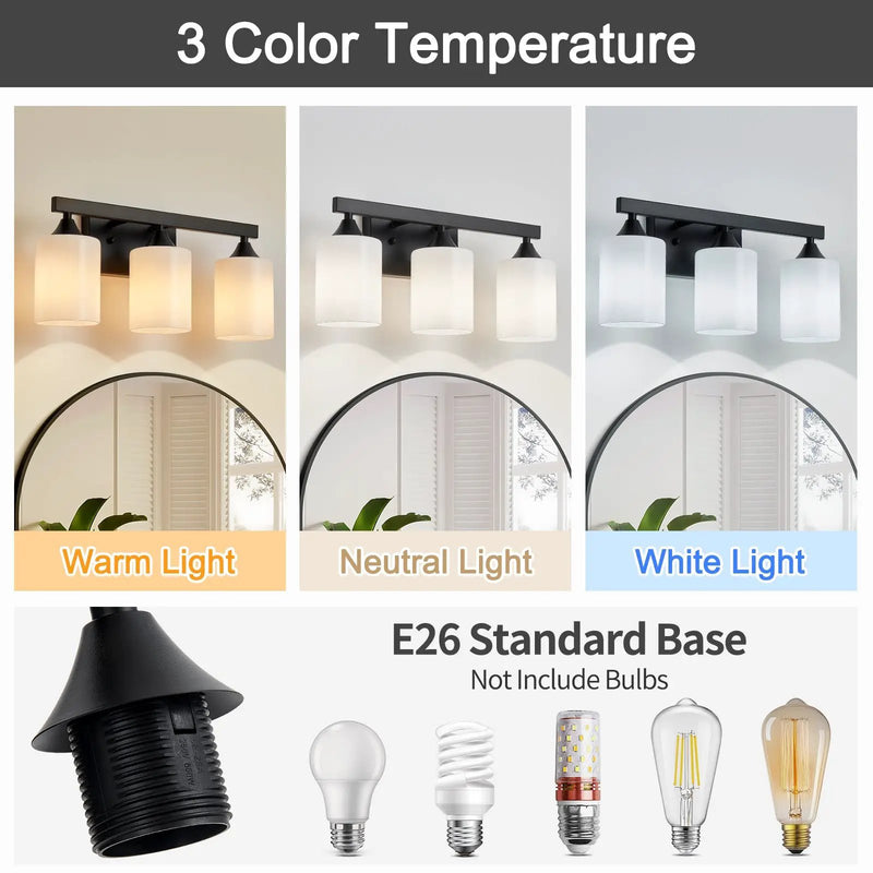 3-Light Matte Black Bathroom Vanity Light by HouseOfZazla