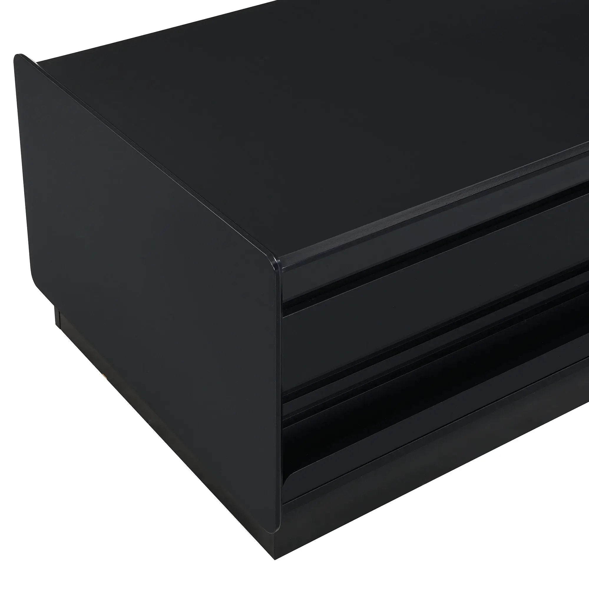 Modern Rectangle Coffee Table With 4 Drawers And 2 Display Shelves